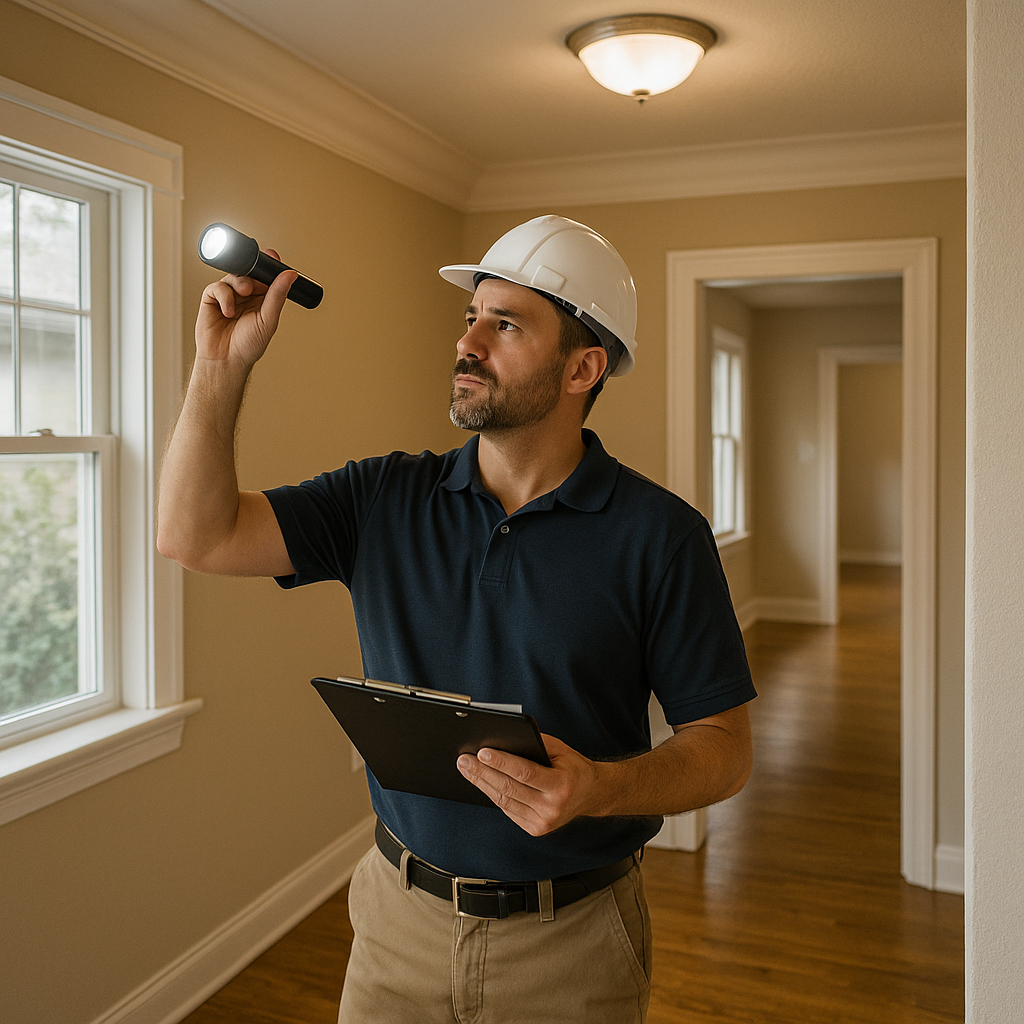 Detailed interior wall and ceiling inspection in an Aurora home, performed by a Virtucon professional to uncover hidden defects.